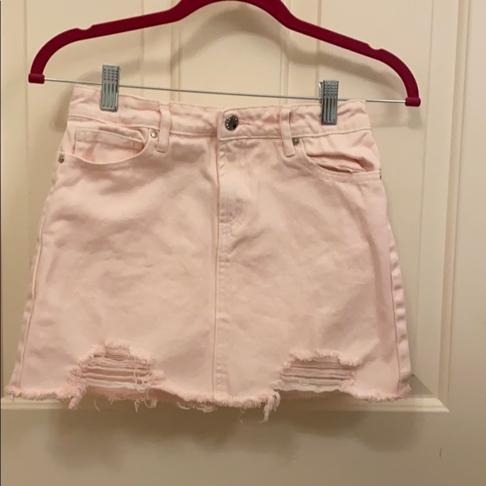 pink denim skirt